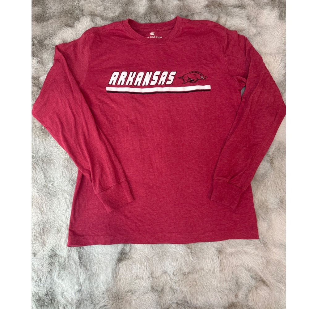 Colosseum Arkansas Razorbacks Long Sleeve T-Shirt Red Heathered Size M-0606